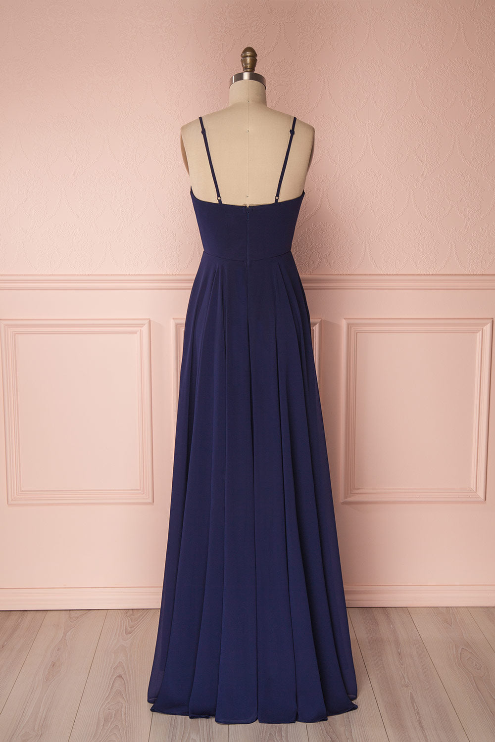 Aelis Navy Chiffon Pleated Plunging V-Neckline Gown | Boudoir 1861 6