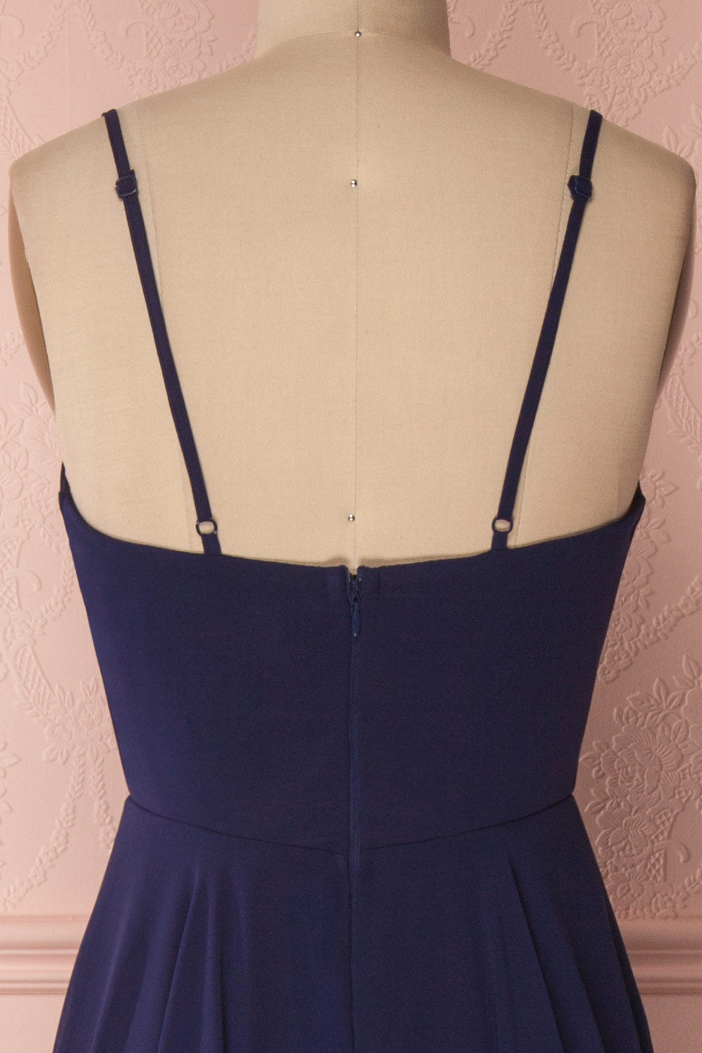 Aelis Navy Chiffon Pleated Plunging V-Neckline Gown | Boudoir 1861 7