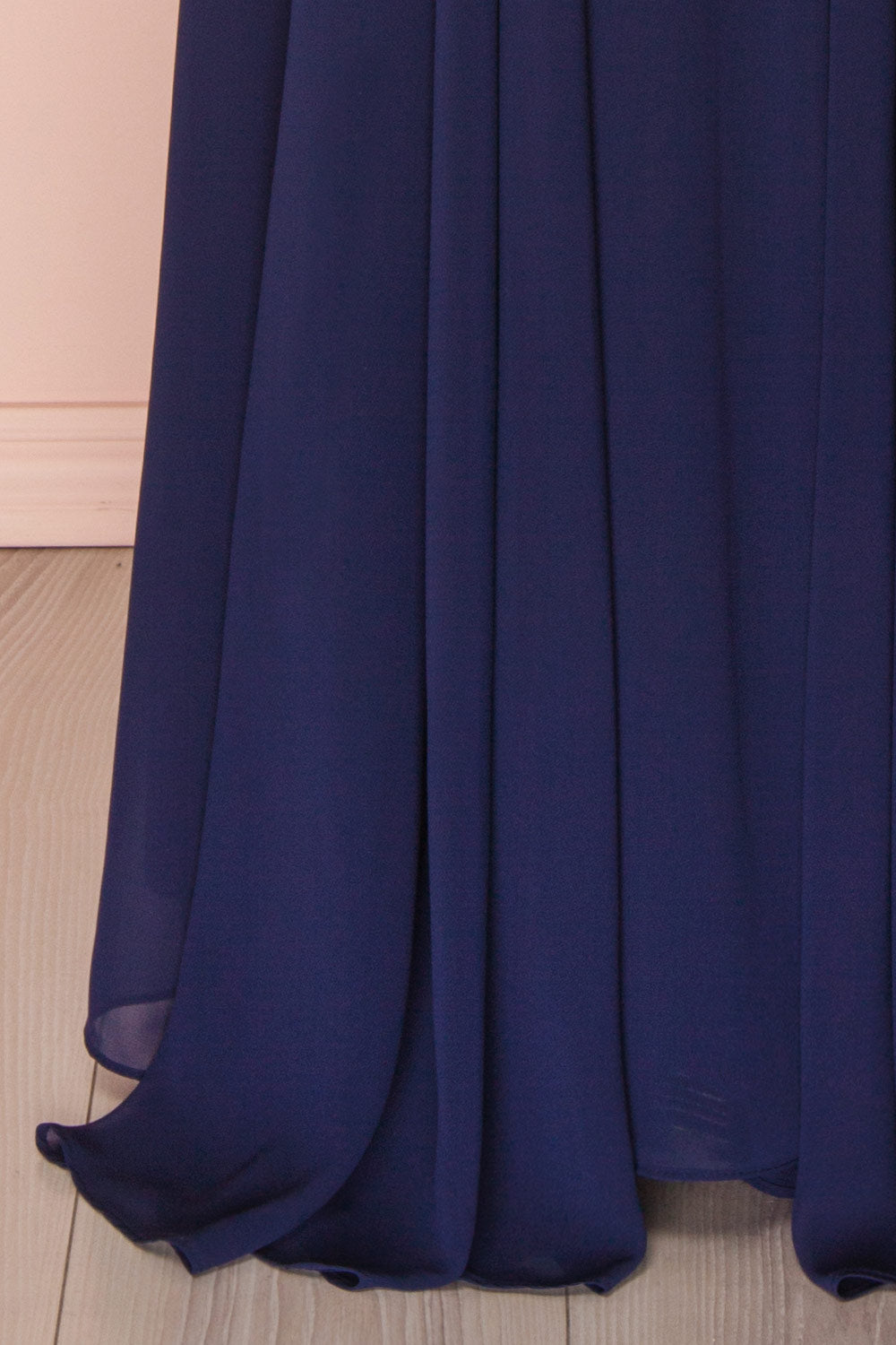 Aelis Navy Chiffon Pleated Plunging V-Neckline Gown | Boudoir 1861 8