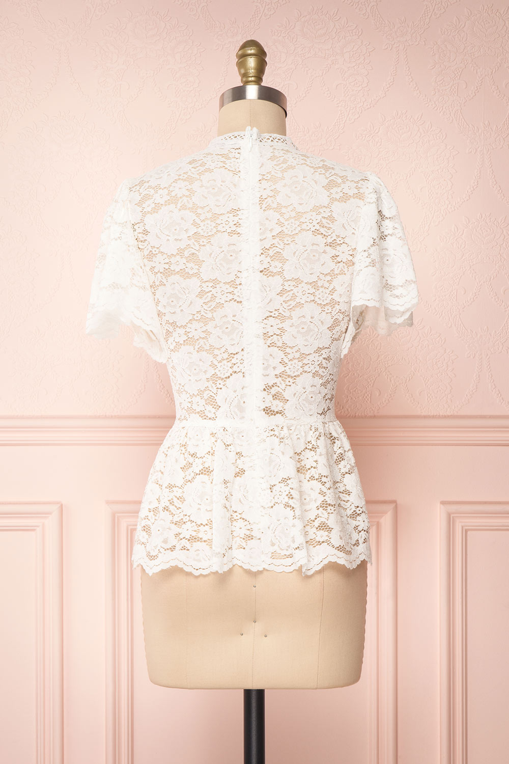 Agafya White Short Sleeved Lace Top with Peplum | Boudoir 1861 5