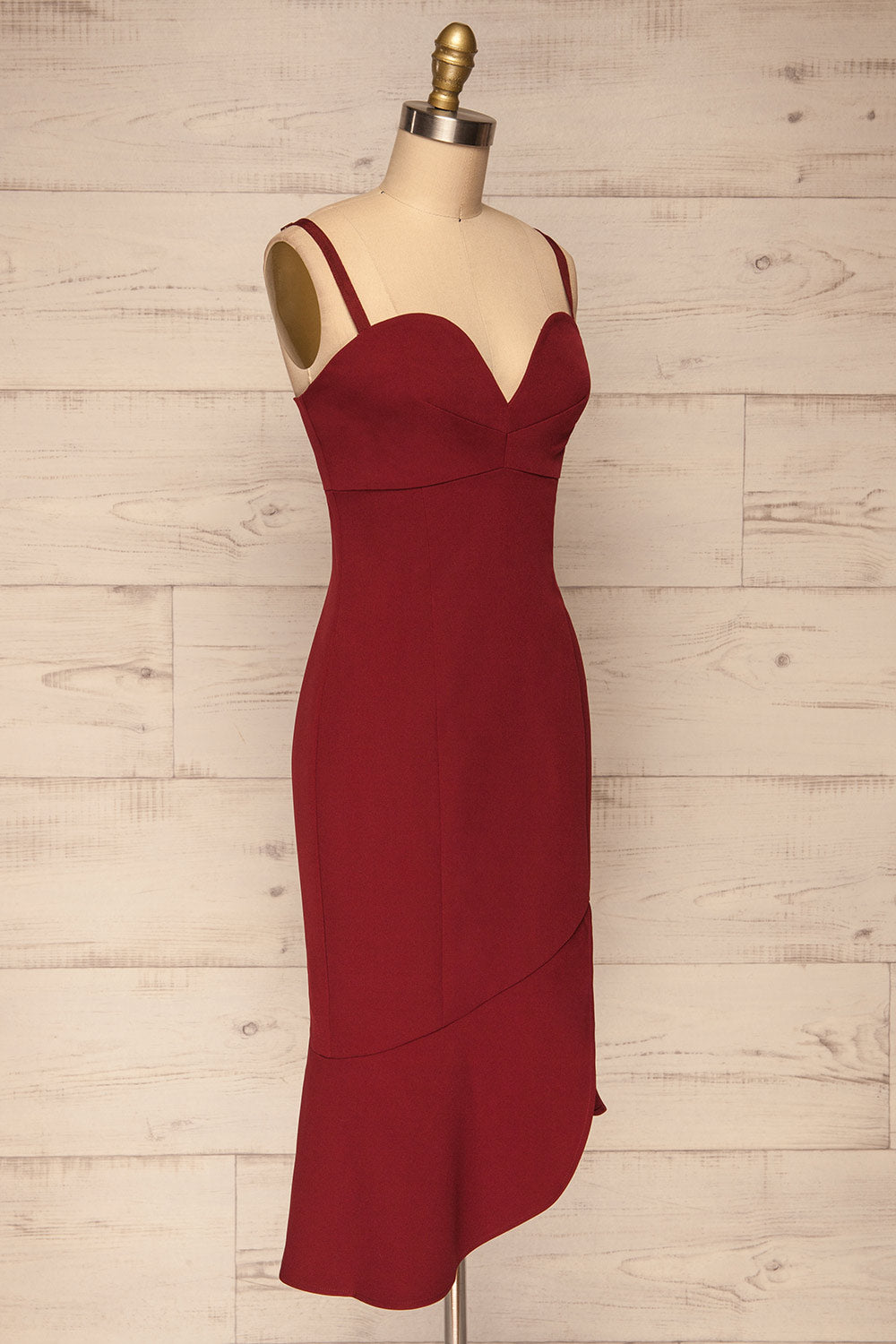 Agathe Burgundy Party Dress | Robe side view | La Petite Garçonne