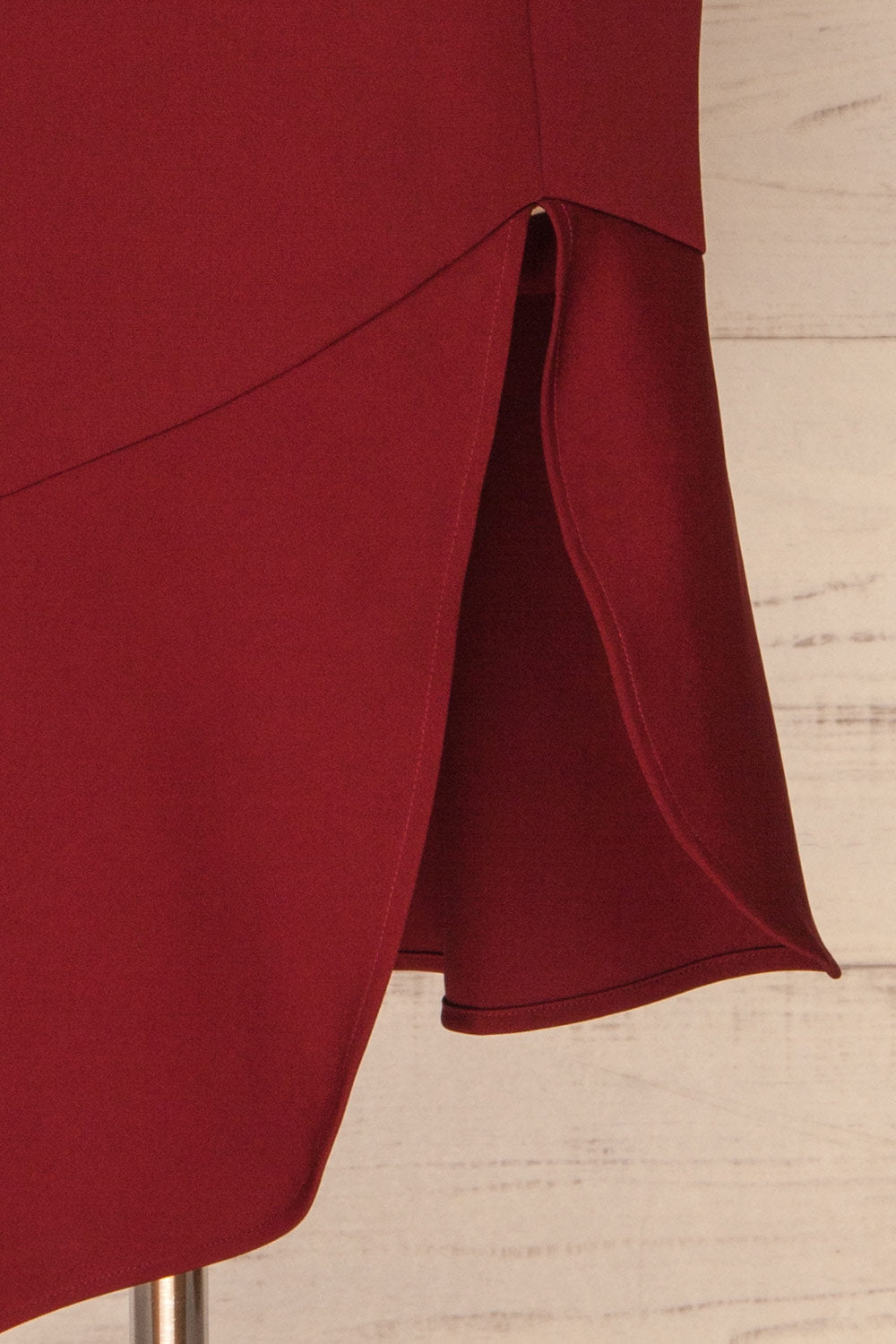 Agathe Burgundy Party Dress | Robe skirt close up| La Petite Garçonne