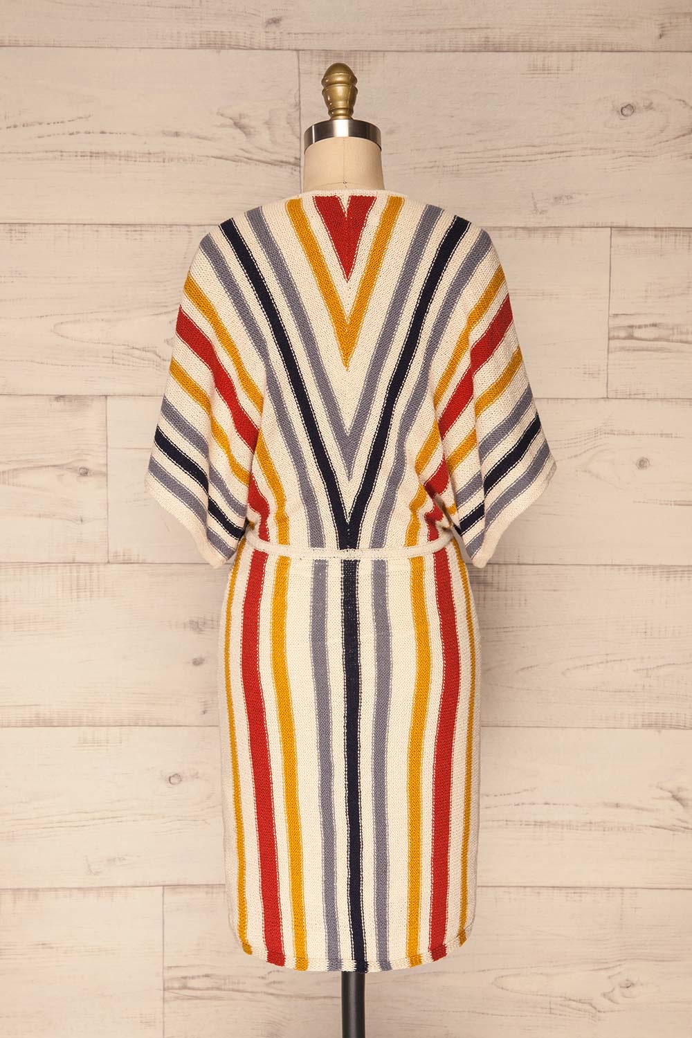 Agnita Knit Striped Batwing Sleeves Fitted Dress | La Petite Garçonne back view