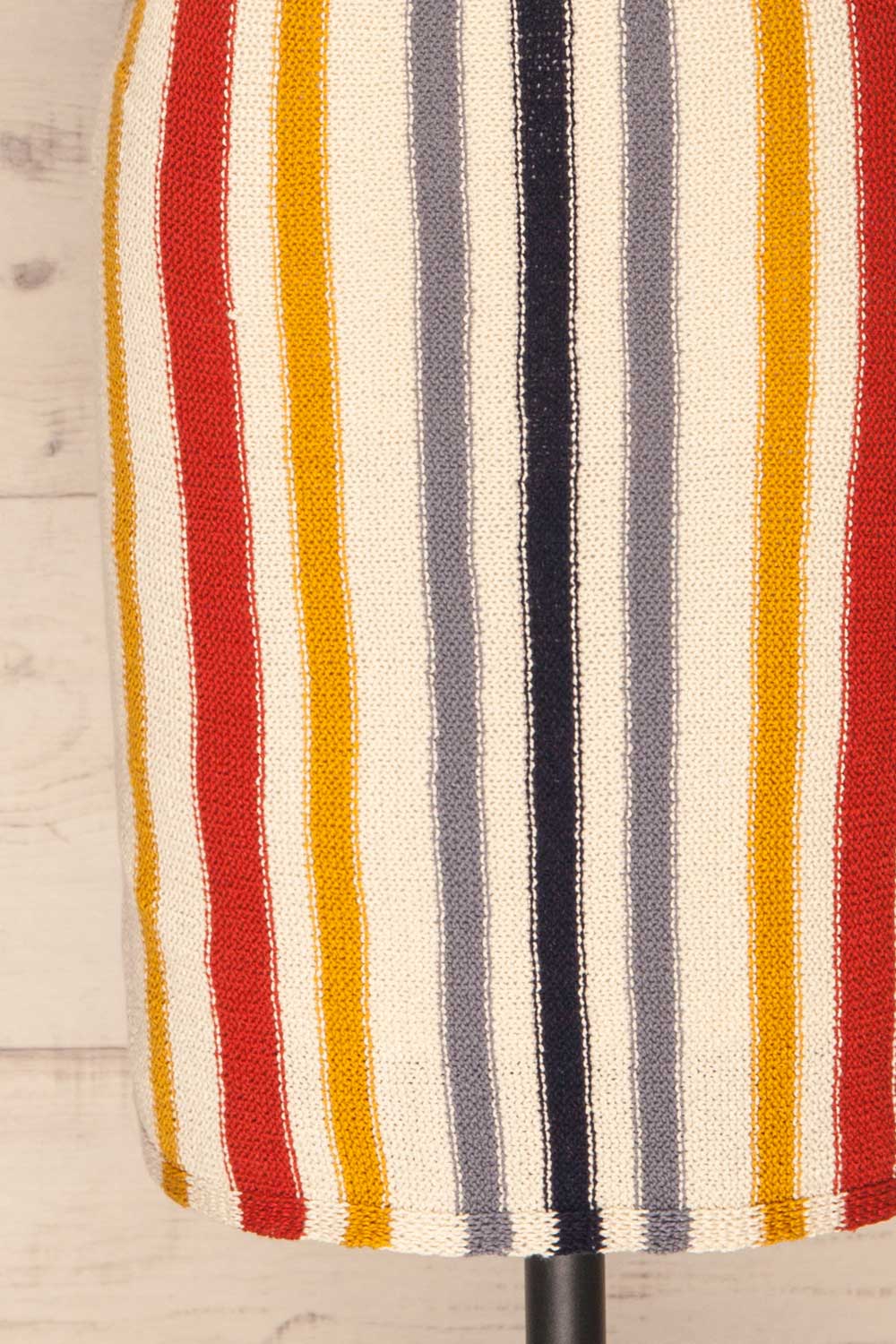 Agnita Knit Striped Batwing Sleeves Fitted Dress | La Petite Garçonne bottom close-up