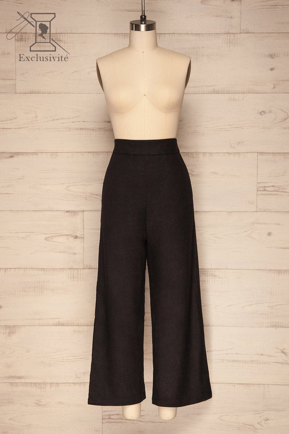 Agoyan Black High Waisted Flared Leg Pants | La Petite Garçonne