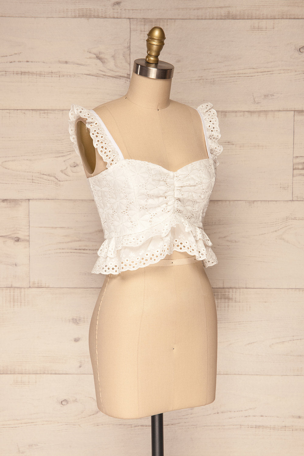 Aguamasa White Lace Ruffled Crop Top | La Petite Garçonne 3