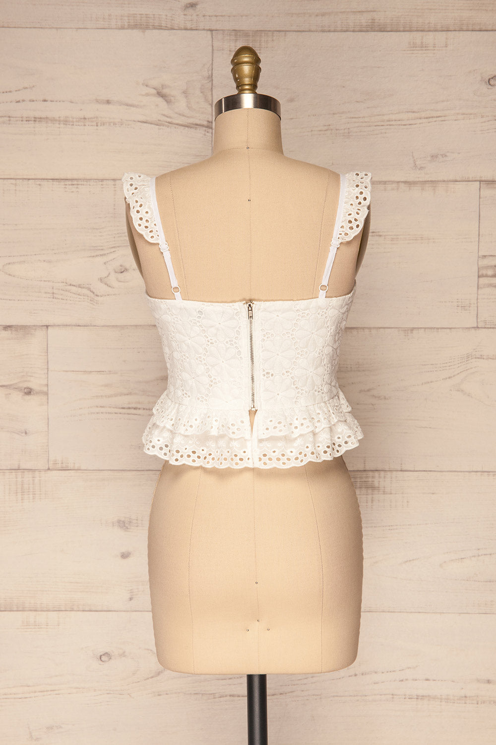 Aguamasa White Lace Ruffled Crop Top | La Petite Garçonne 5