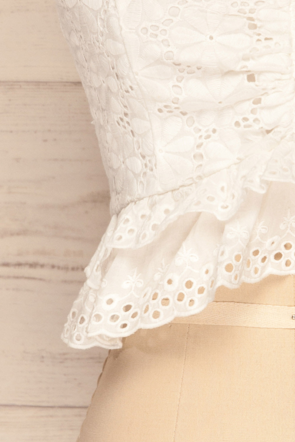 Aguamasa White Lace Ruffled Crop Top | La Petite Garçonne 7