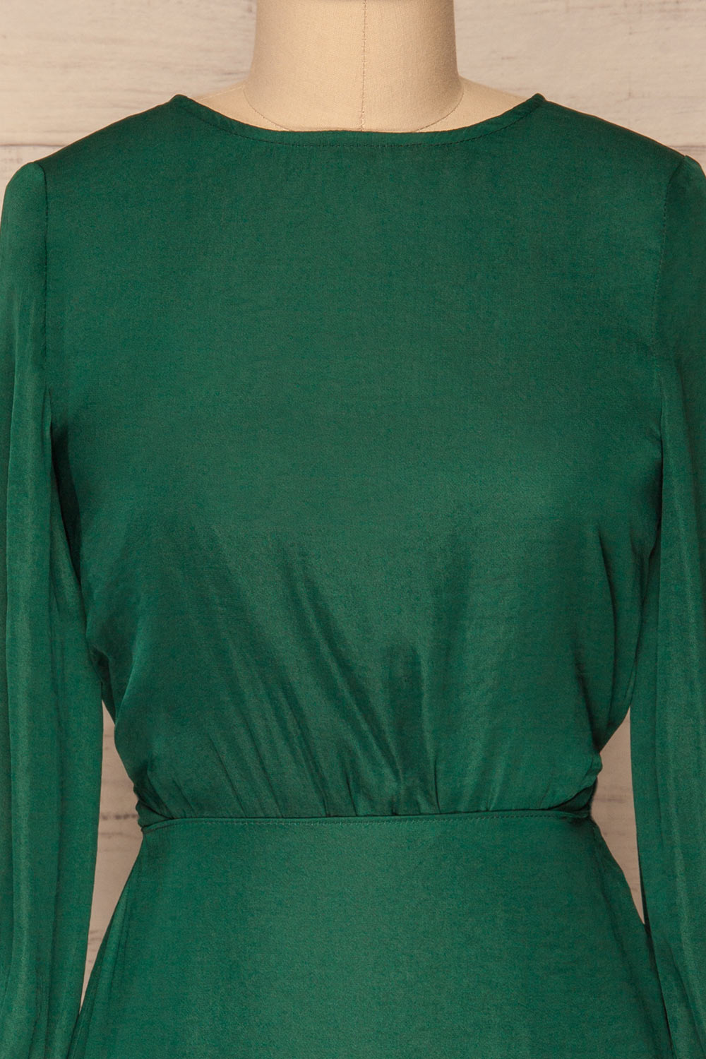 Agyalka Forest Green Satin A-Line Cocktail Dress | La Petite Garçonne 3