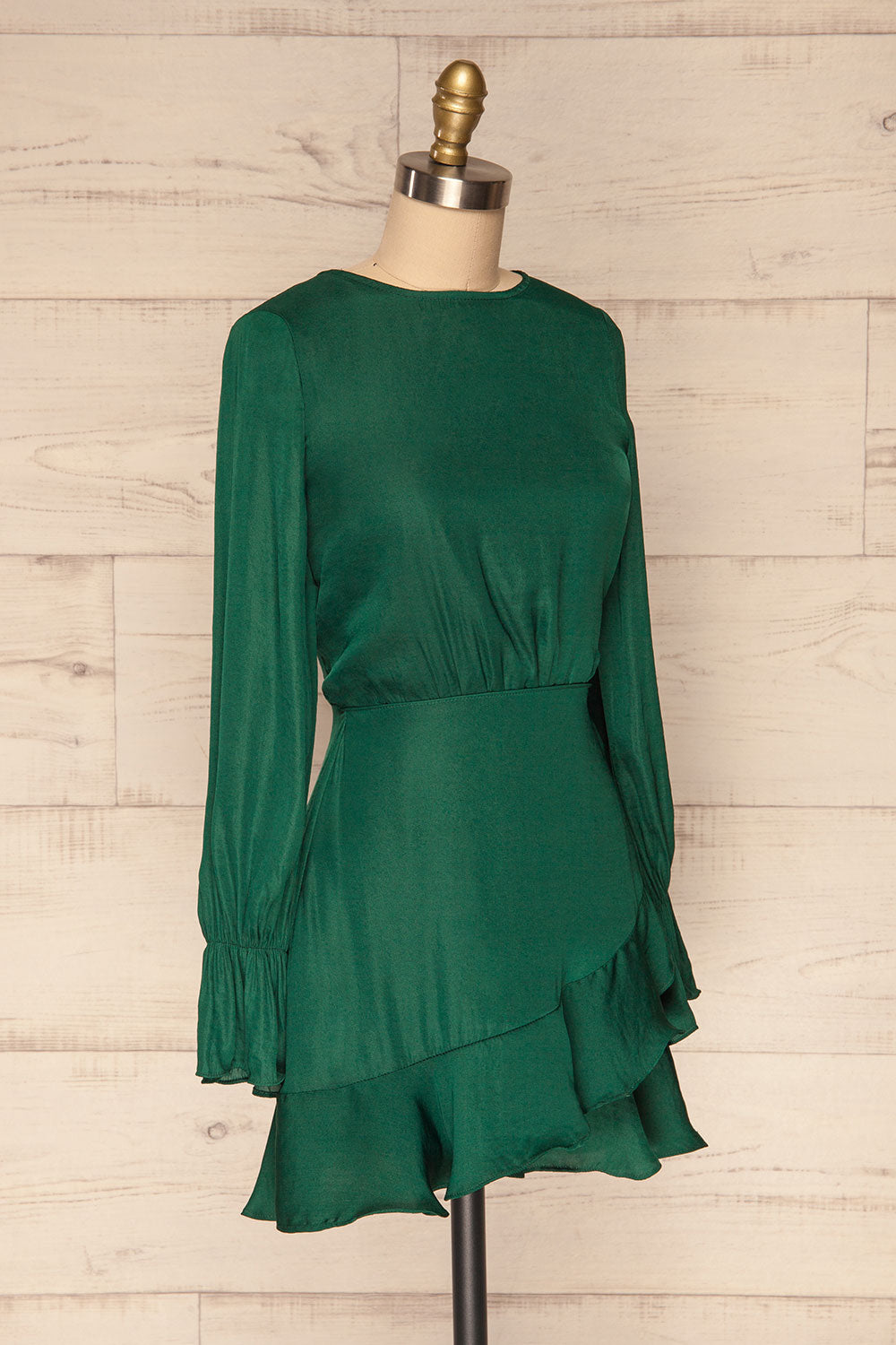 Agyalka Forest Green Satin A-Line Cocktail Dress | La Petite Garçonne 4