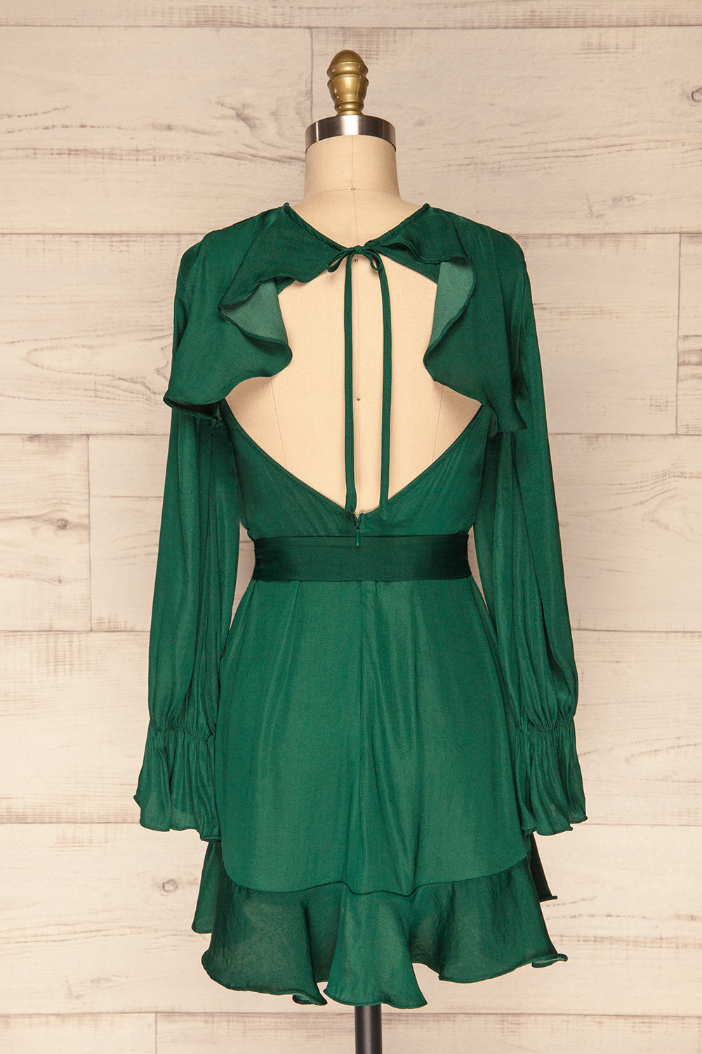 Agyalka Forest Green Satin A-Line Cocktail Dress | La Petite Garçonne 6