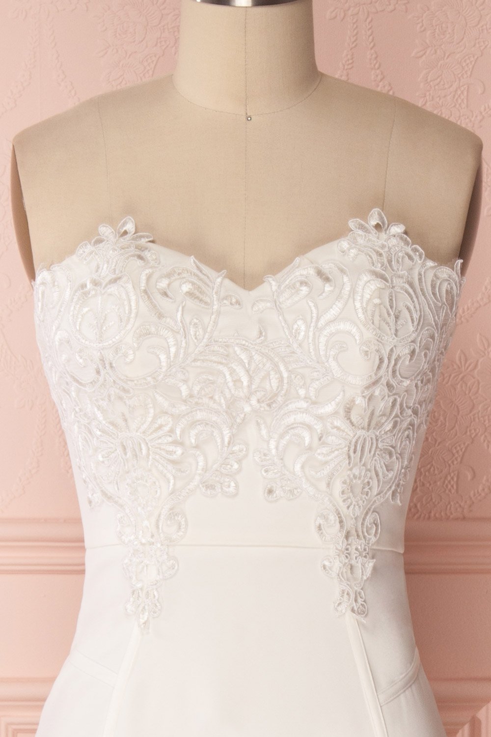 Ailys Jour White Embroidered Fitted Bustier Dress | Boudoir 1861