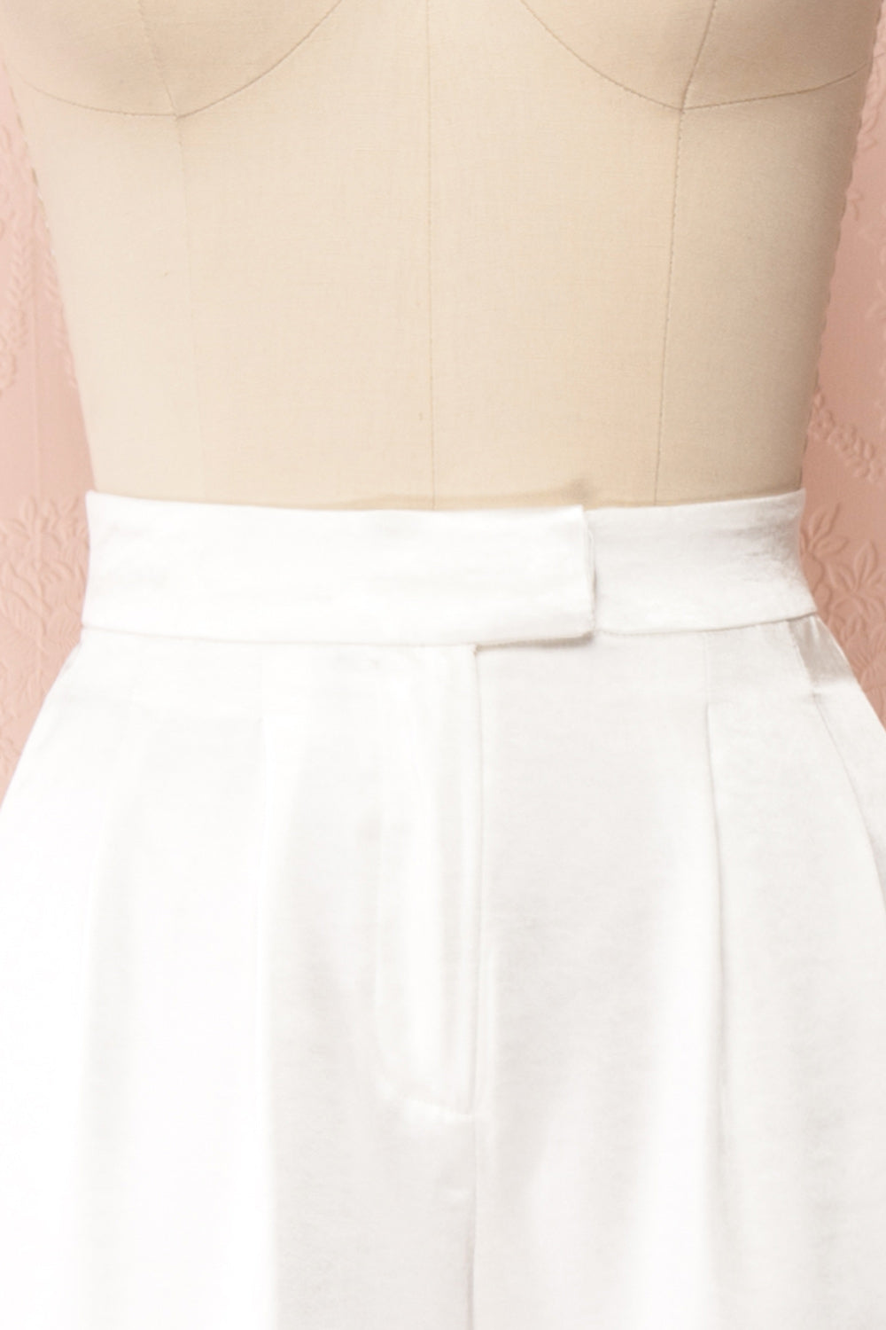 Ainsley White Silky Wide Leg Pants | Boudoir 1861 front close-up