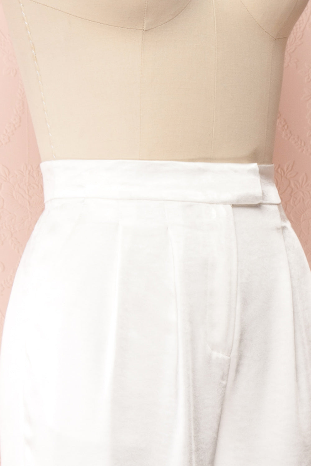 Ainsley White Silky Wide Leg Pants | Boudoir 1861 side close-up