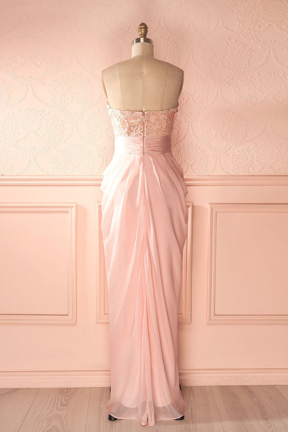 Airlia Rose - Light pink lace bust gownback view