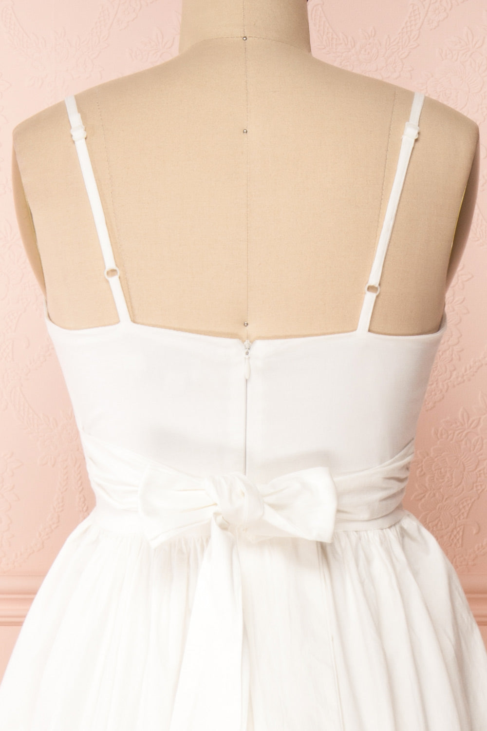 Aislin White A-Line Short Dress | Boutique 1861 back close-up