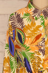 Alcamo Tropical Shirt Collar Knot Crop Top | La petite garçonne front close-up