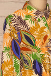 Alcamo Tropical Shirt Collar Knot Crop Top | La petite garçonne side close-up