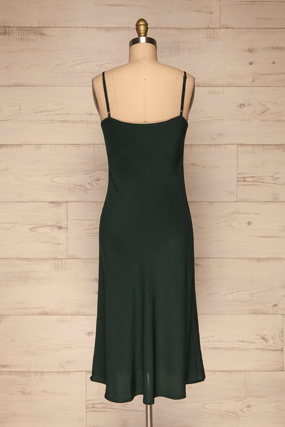 Alcyone Green Silky Dress | Robe Satinée back view | La Petite Garçonne