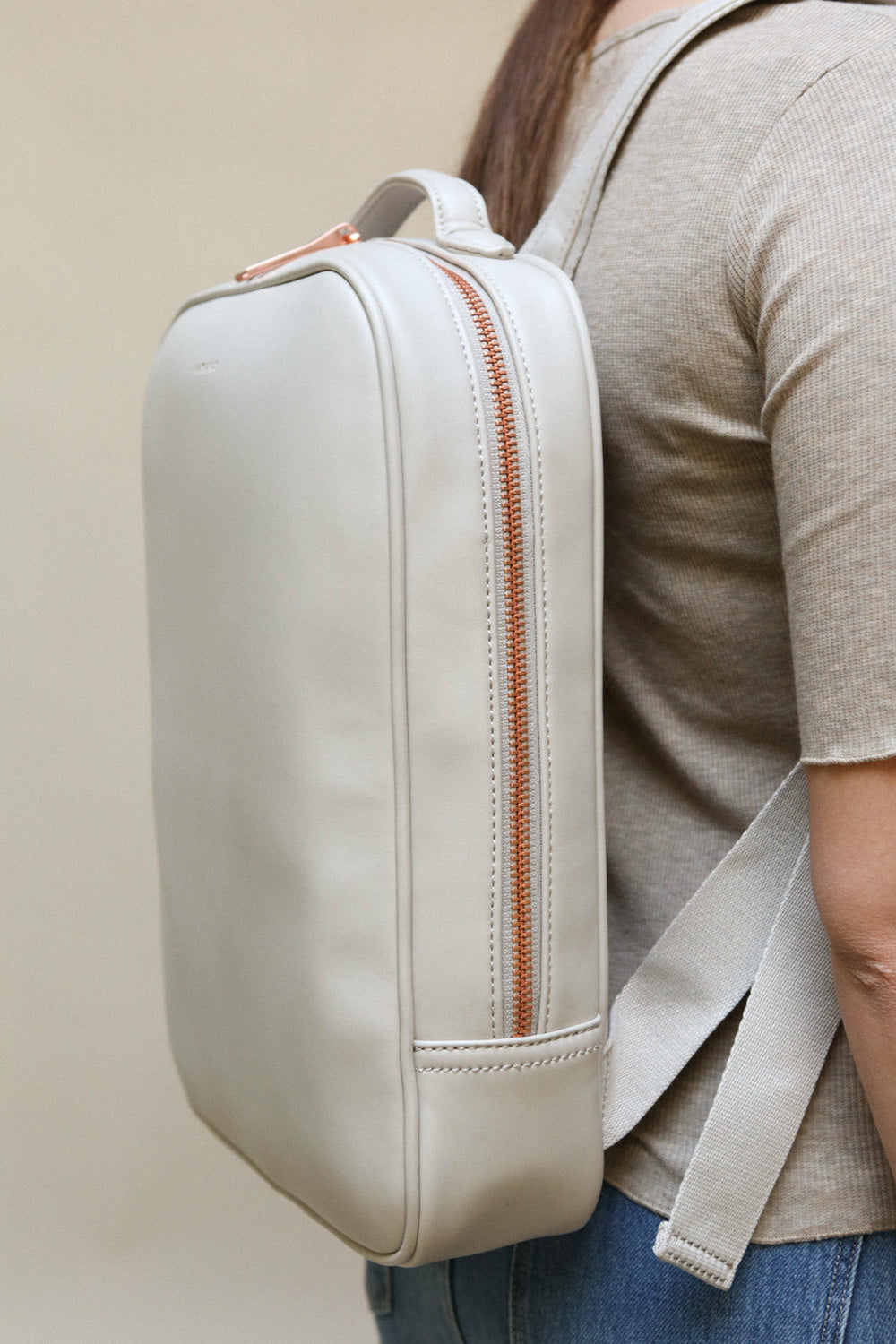 Alexxa Raspberry Red Matt & Nat Backpack | La Petite Garçonne on model