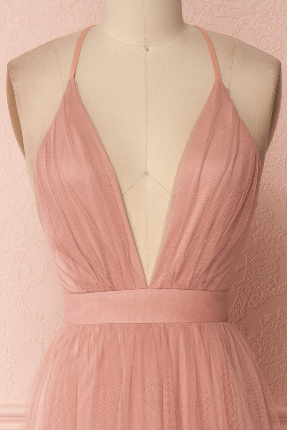 Aliki Blush Dusty Pink Mesh Maxi Dress | Boutique 1861