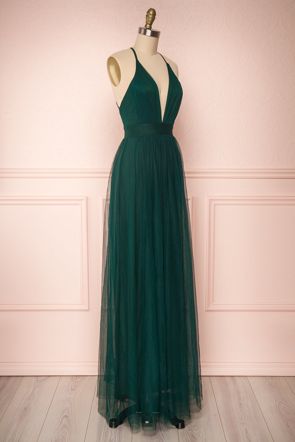 Aliki Green Forest Green Mesh Maxi Dress | Boutique 1861 3