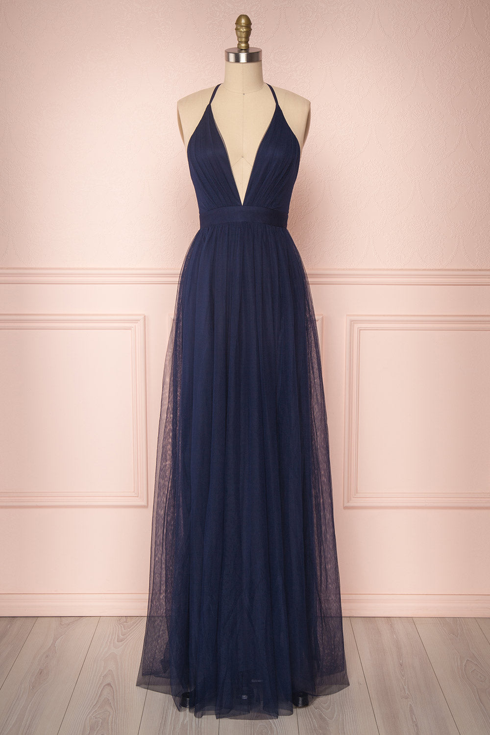 Aliki Midnight Dark Blue Mesh Maxi Dress | Boutique 1861 1