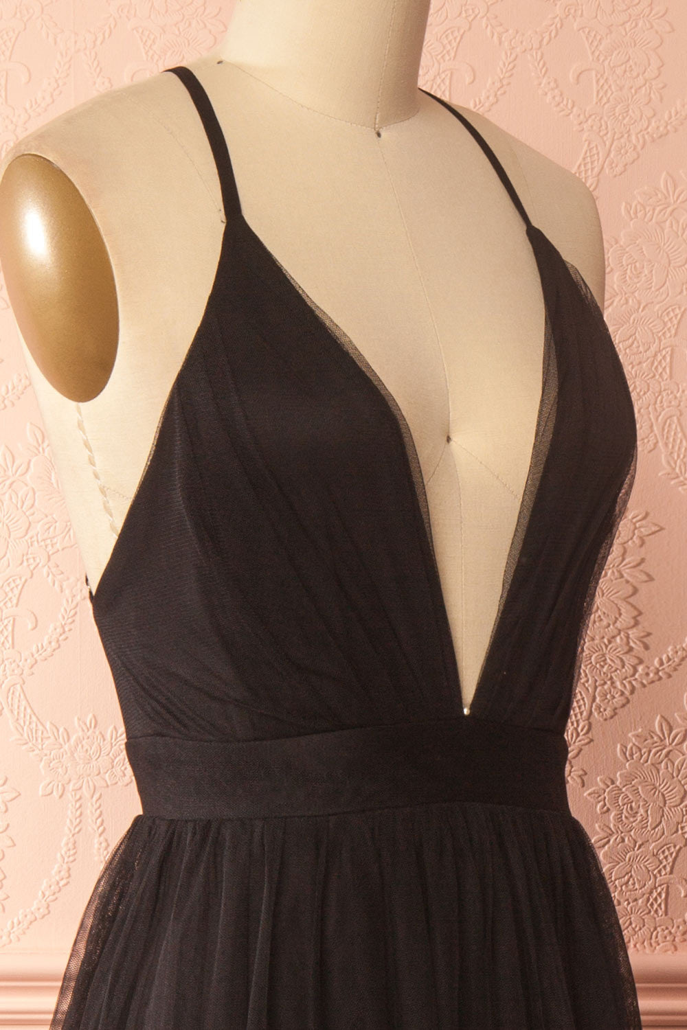 Aliki Night Black Mesh Maxi Dress | Boutique 1861