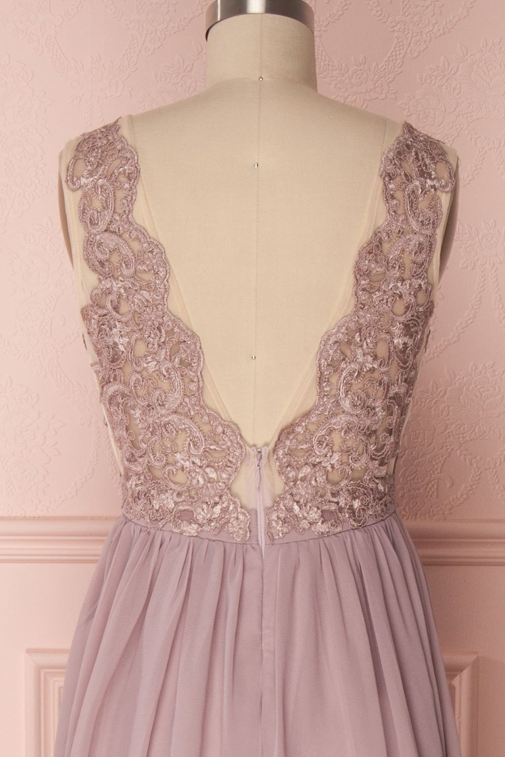 Alitta Mauve Lilac Embroidered Bodice Maxi Dress | Boudoir 1861 7