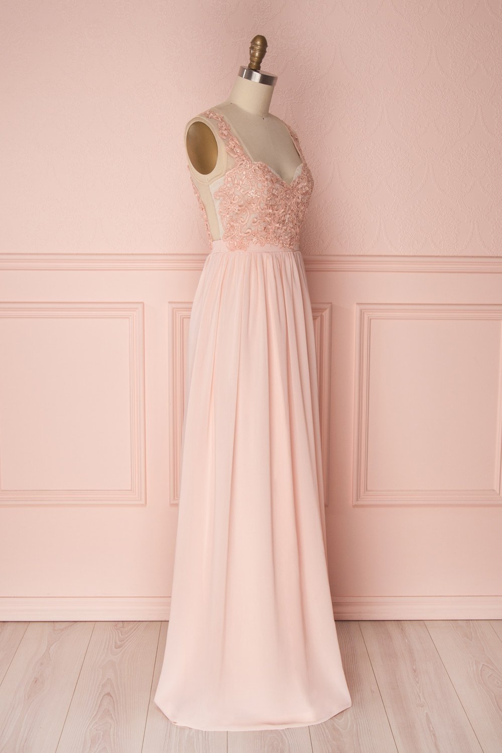 Alitta Pink Embroidered Bodice Maxi Dress | Boudoir 1861 5
