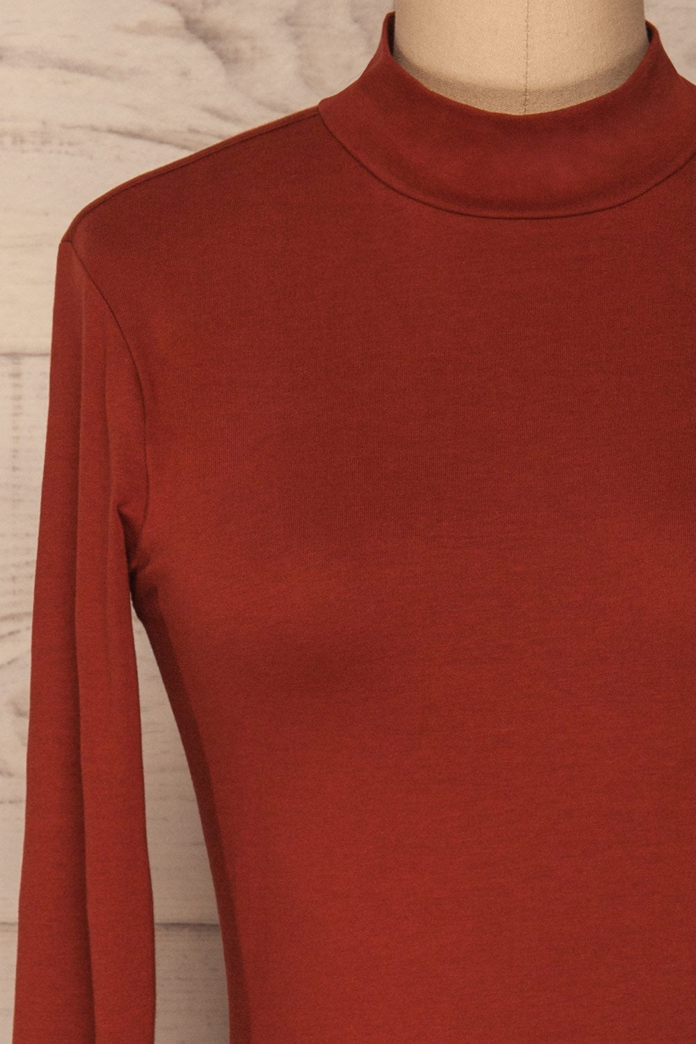 Alsdorf Cannelle Orange Long Sleeved Fitted Dress | La Petite Garçonne front close-up