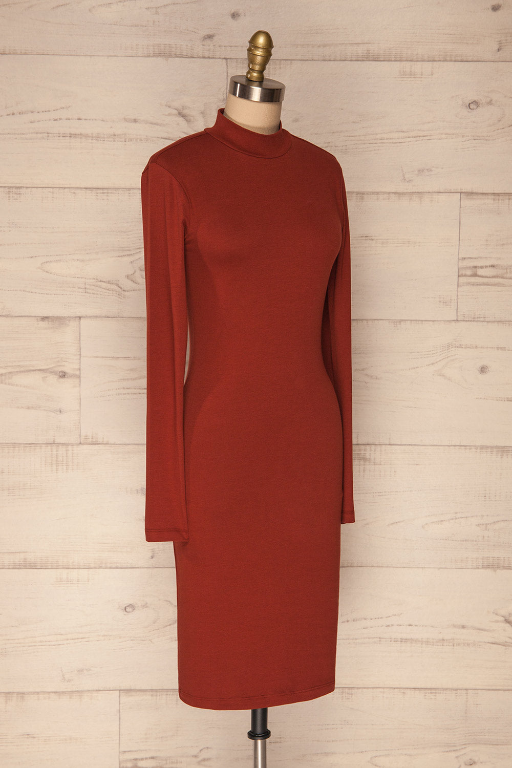 Alsdorf Cannelle Orange Long Sleeved Fitted Dress | La Petite Garçonne side view