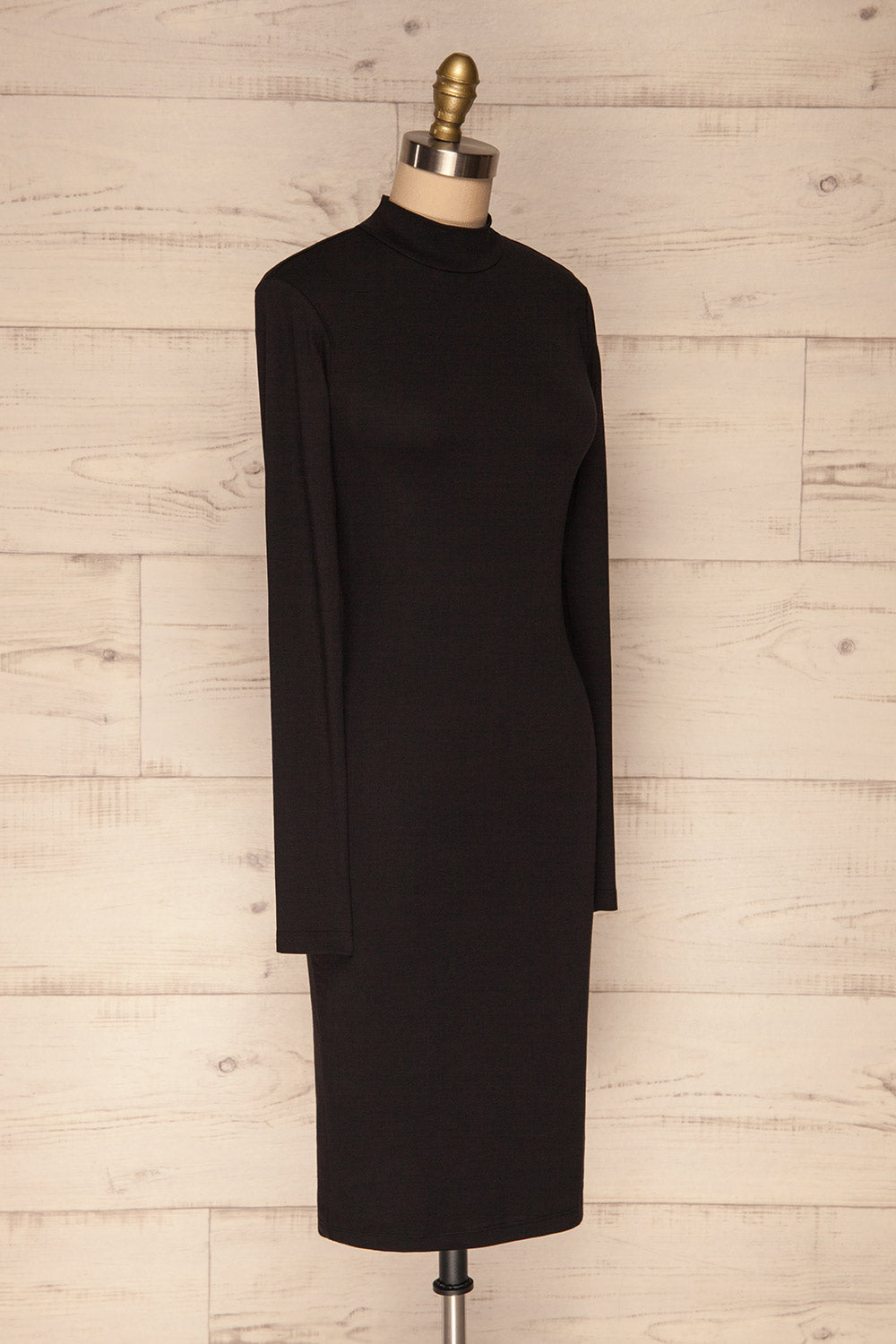 Alsdorf Poivre Black Long Sleeved Fitted Dress | La Petite Garçonne side view