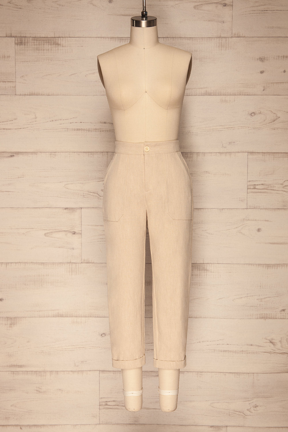 Altenberg Beige Linen Cropped Pants front view | La petite garçonne