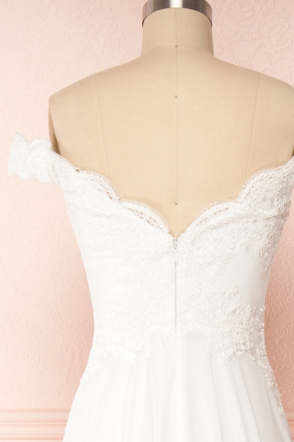 Amanda White Off-Shoulder Maxi Bridal Dress | Boudoir 1861 back close up