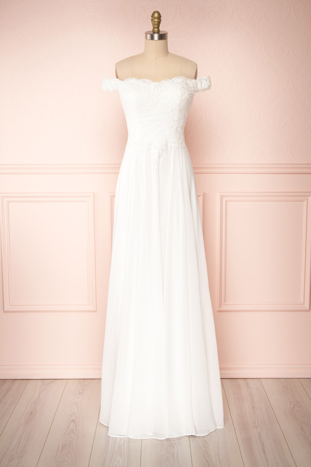 Amanda White Off-Shoulder Maxi Bridal Dress | Boudoir 1861 bottom