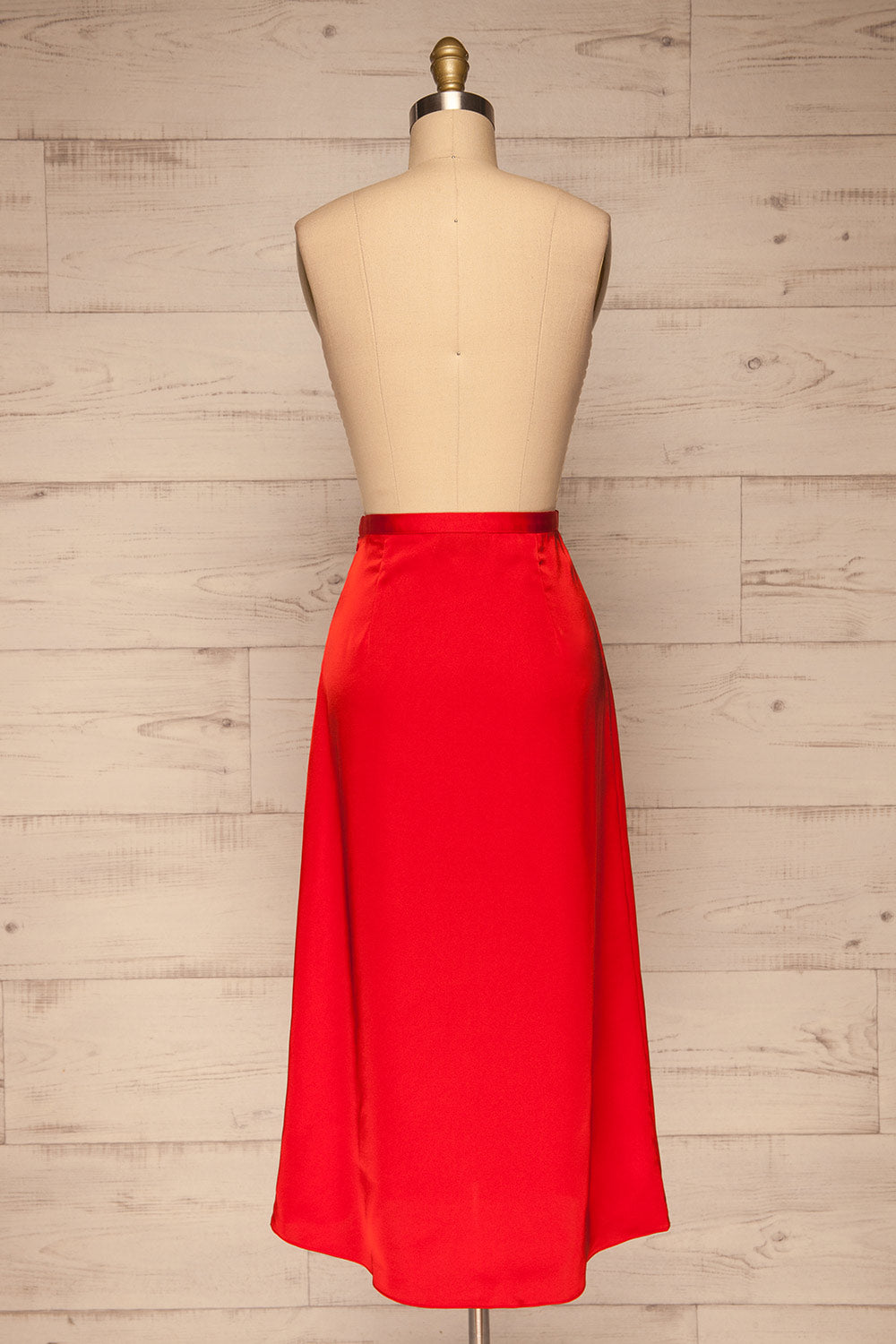 Amiens Red Midi Satin Skirt | Jupe | La Petite Garçonne back view