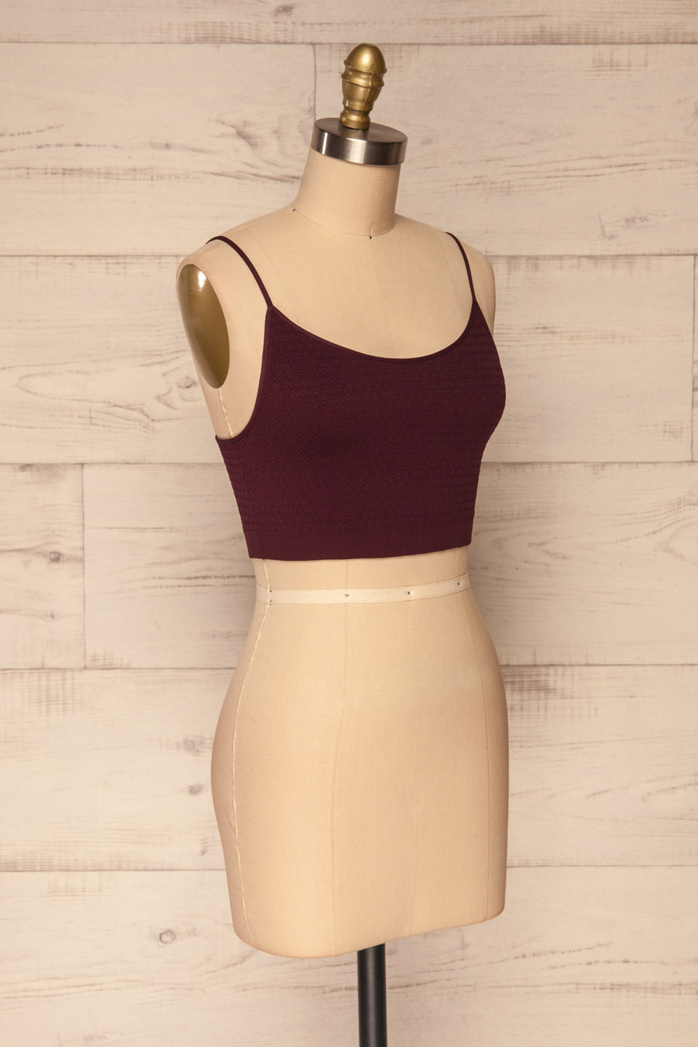 Anadia Burgundy Embossed Cropped Cami | La petite garçonne side view