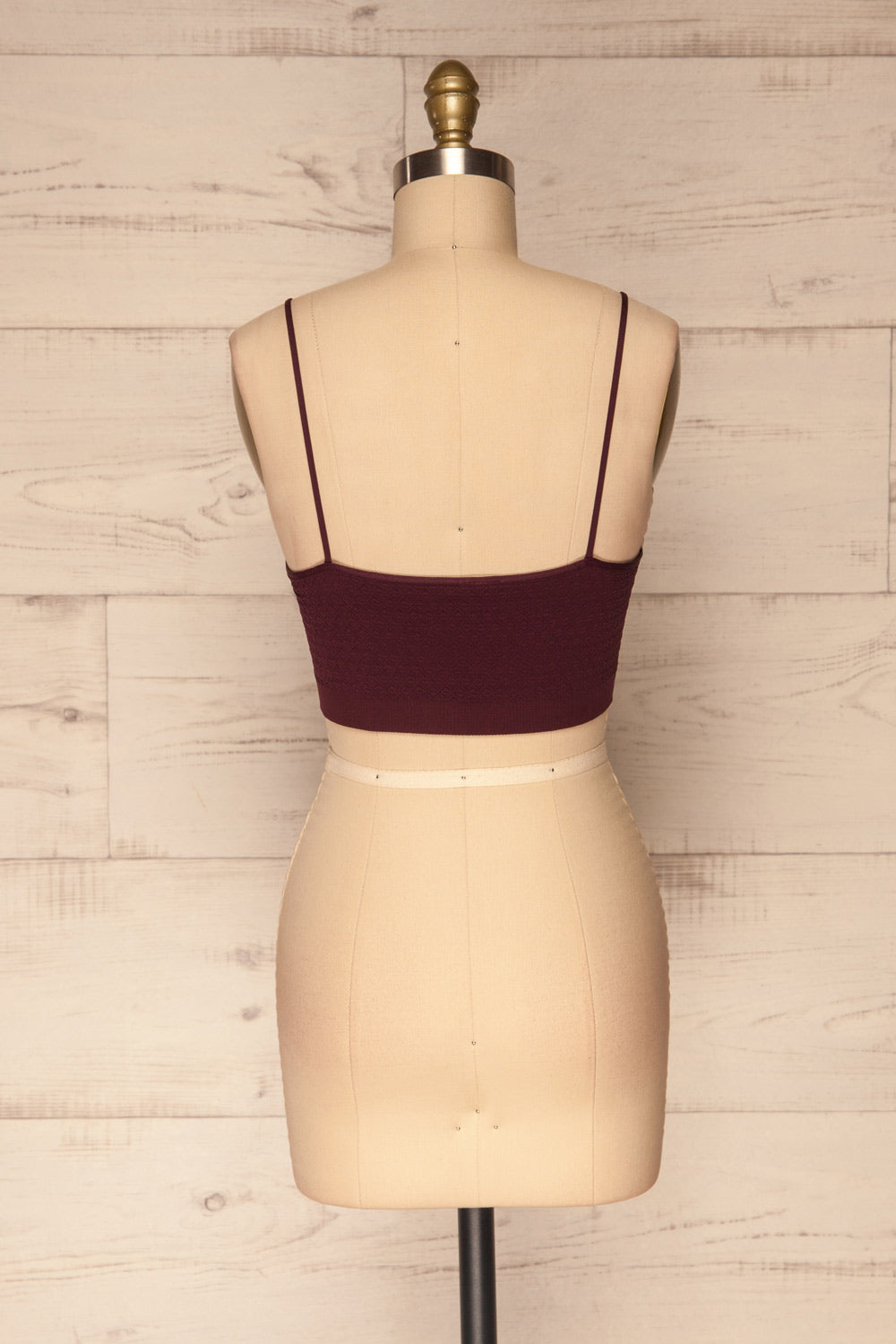 Anadia Burgundy Embossed Cropped Cami | La petite garçonne back view