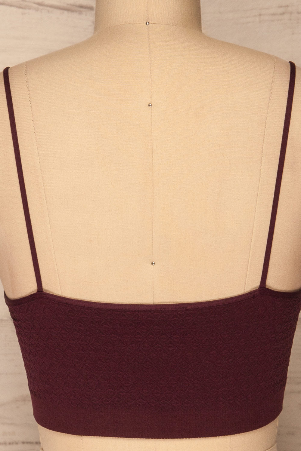 Anadia Burgundy Embossed Cropped Cami | La petite garçonne back close up