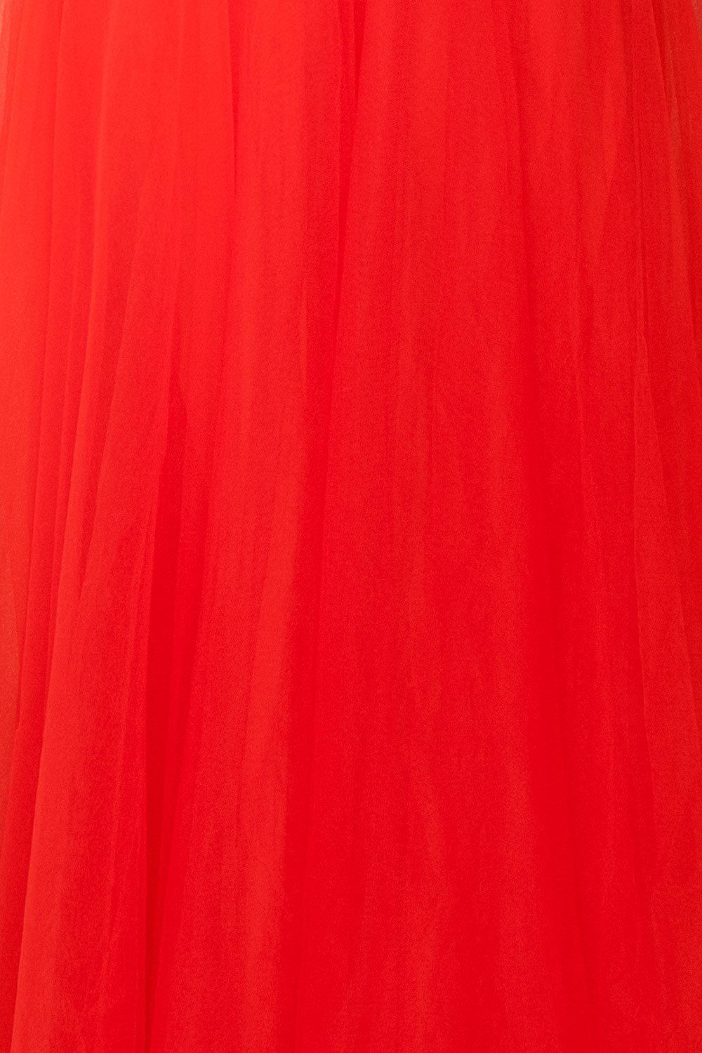 Anahis Sunset Red Tulle & Silk Maxi A-Line Dress | Boudoir 1861 8