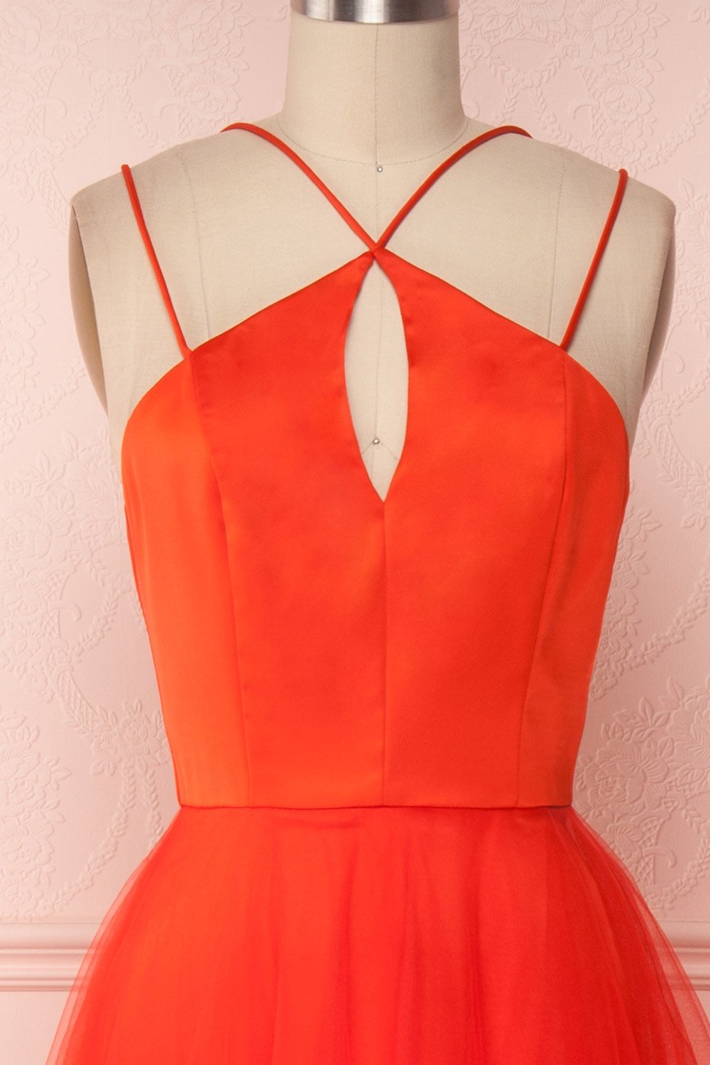 Anahis Sunset Red Tulle & Silk Maxi A-Line Dress | Boudoir 1861 2