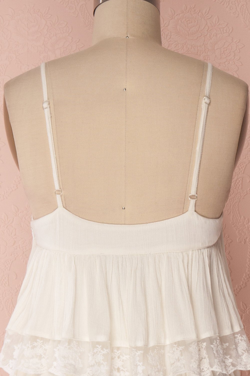 Andreza Ivory Layered Midi Dress with Lace & Embroidery | Boudoir 1861 6