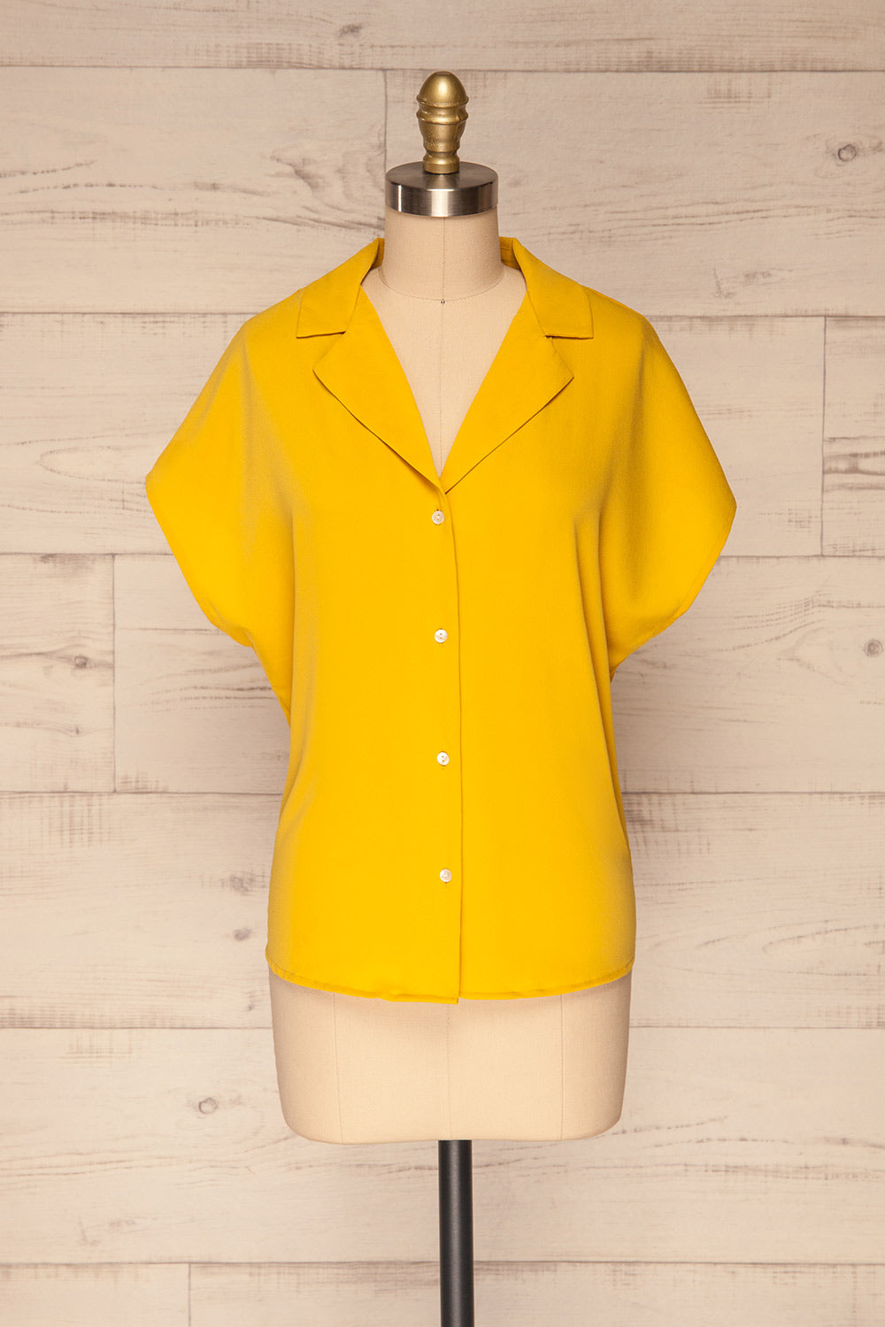 Andria Field Yellow Short Sleeved Blouse | La Petite Garçonne front view