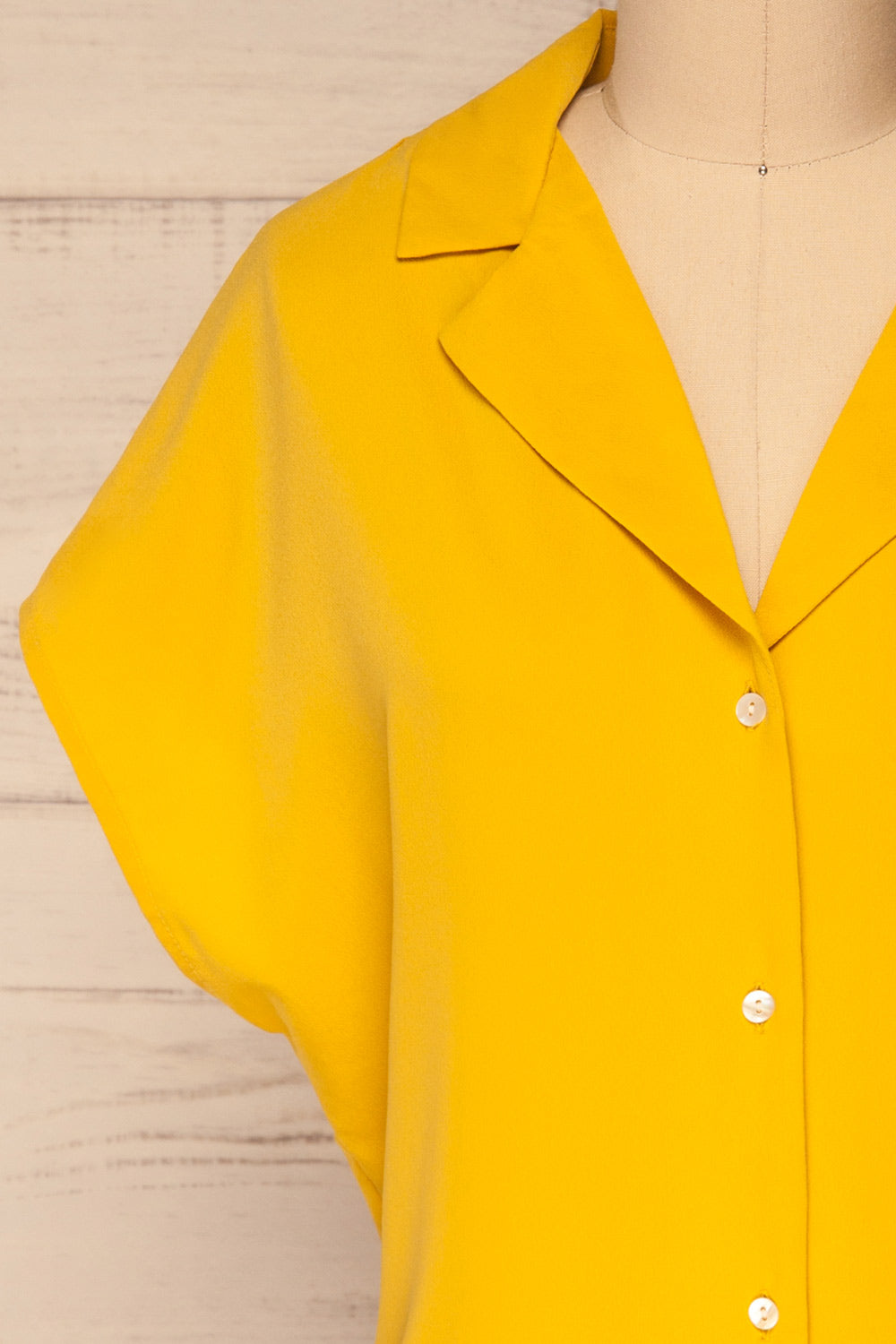 Andria Field Yellow Short Sleeved Blouse | La Petite Garçonne front close-up