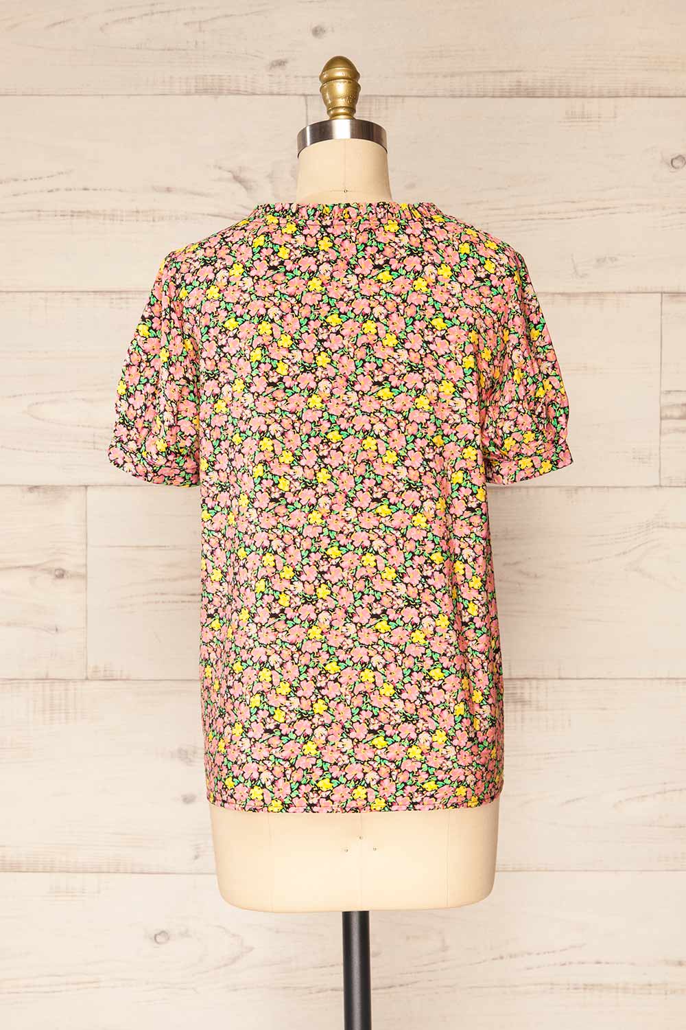 Anemokhori Floral V-Neck T-Shirt | La petite garçonne back view