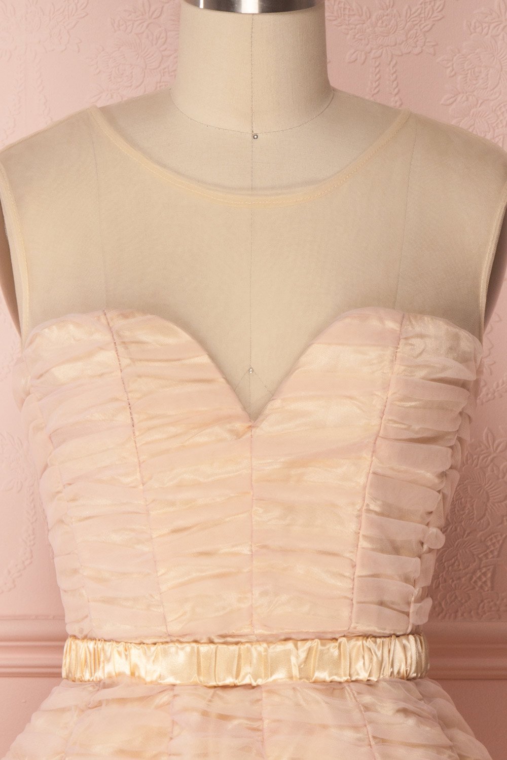 Anisa Blush Pink & Cream Pleated Tulle A-Line Dress | Boutique 1861 2