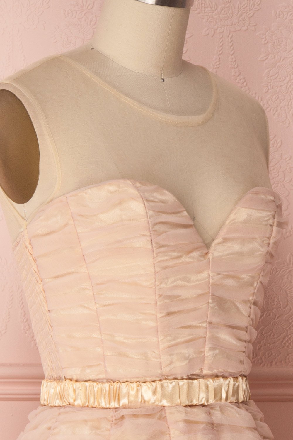 Anisa Blush Pink & Cream Pleated Tulle A-Line Dress | Boutique 1861 4