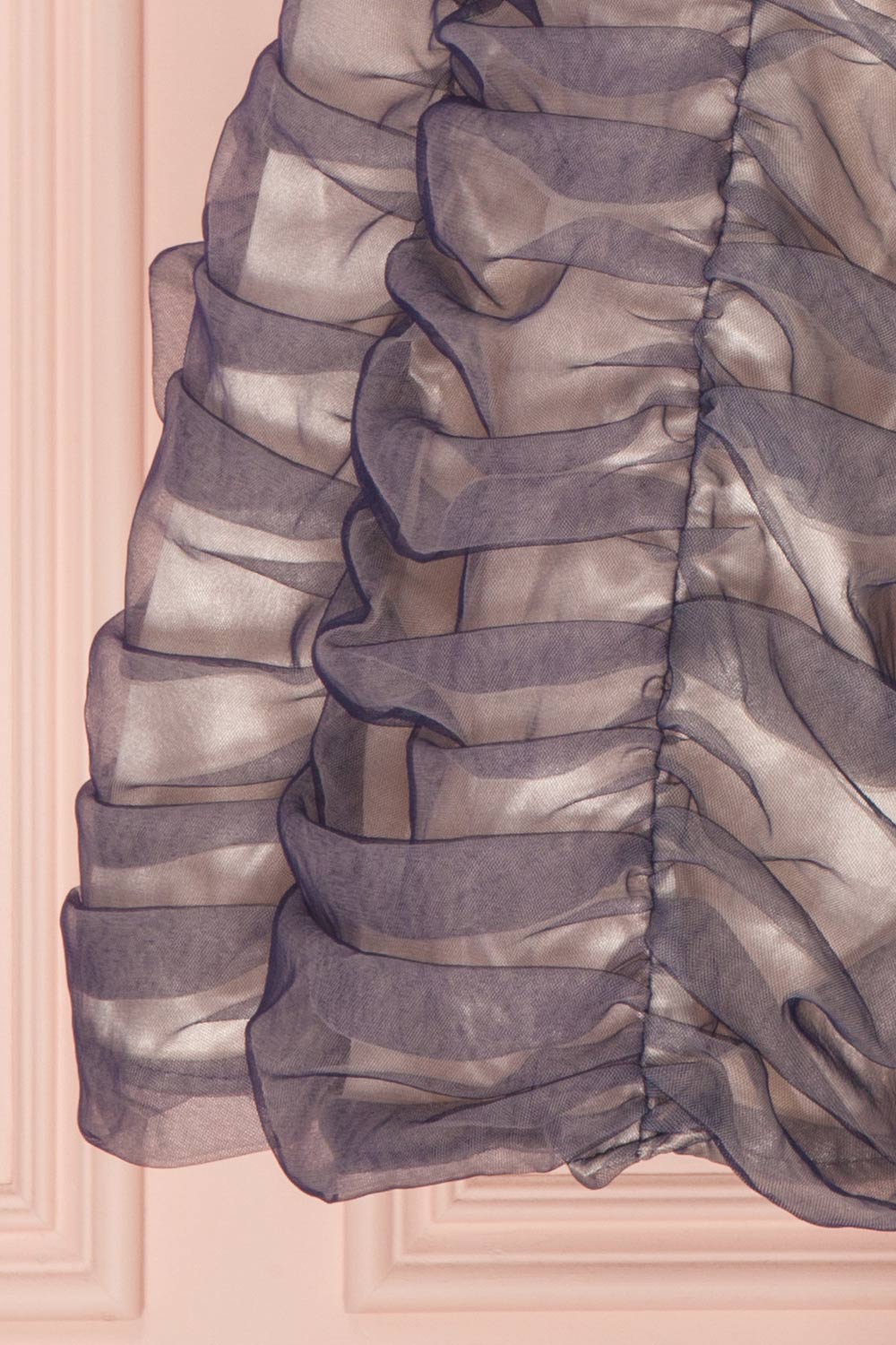 Anisa Navy Blue & Cream Pleated Tulle A-Line Dress | Boutique 1861 7