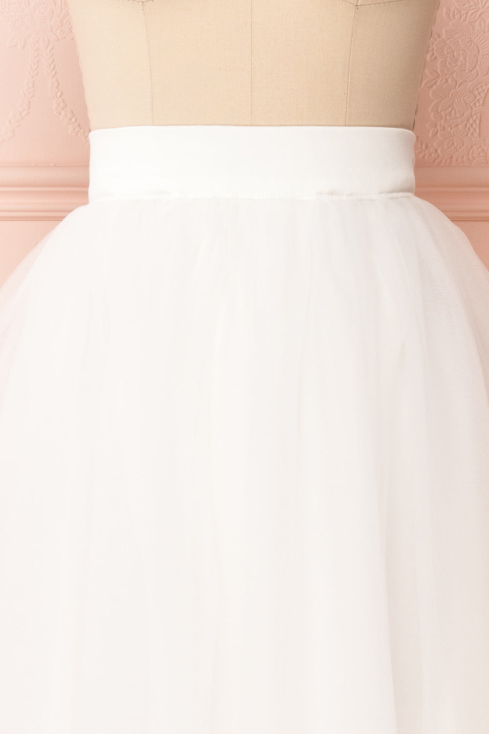 Anitia Ivory Tulle Midi A-Line Skirt | FRONT CLOSE UP | Boutique 1861